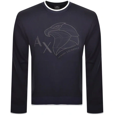 Armani Exchange Crew Neck Logo Sweatshirt Navy