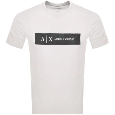 Armani Exchange Crew Neck Logo T Shirt Beige In White
