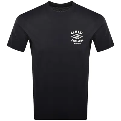 Armani Exchange Crew Neck Logo T Shirt Navy In Blue