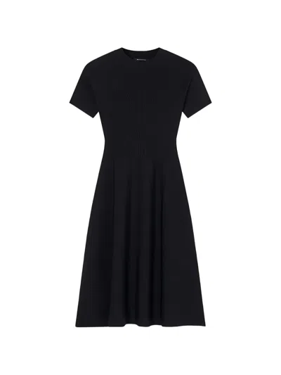 Armani Exchange Crew-neck Midi Dress In Black