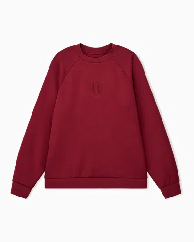 Armani Exchange Crew Neck Sweatshirt In Viscose With Embossed Logo Icon In Red
