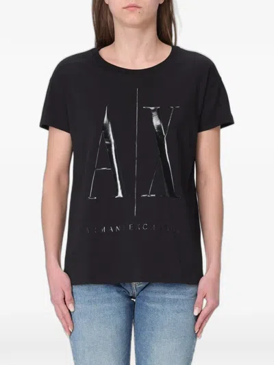 Armani Exchange Crew-neck Cotton T-shirt In Black