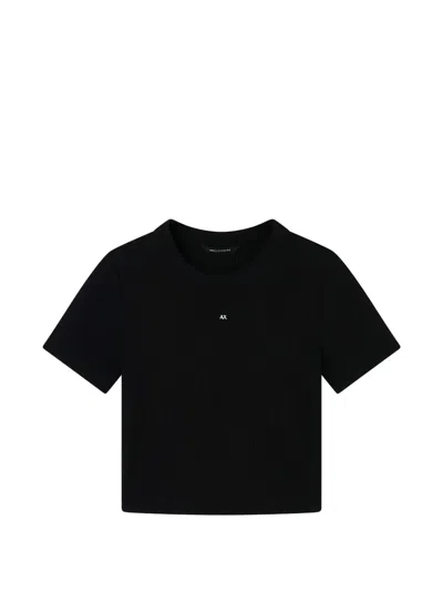 Armani Exchange Crewneck Logo-detail Knitted T-shirt In Black
