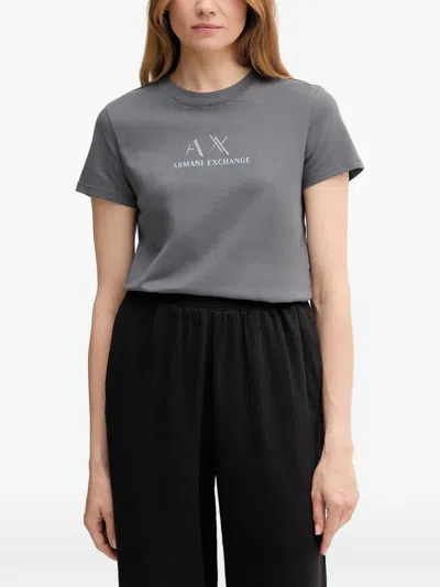 Armani Exchange Crew-neck Short-sleeve T-shirt In Gray