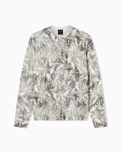 Armani Exchange Crewneck Sweater In Basic Lightweight Cotton In Gray