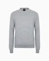Armani Exchange Fine Virgin Wool Crew Knit In Grey