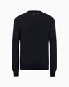 Armani Exchange Fine Virgin Wool Crew Knit In Navy Blue
