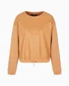 ARMANI EXCHANGE CREWNECK SWEATSHIRT IN ECO LEATHER AND FLEECE