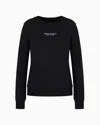 Armani Exchange Crewneck Sweatshirt In French Terry Milano/new York In Black