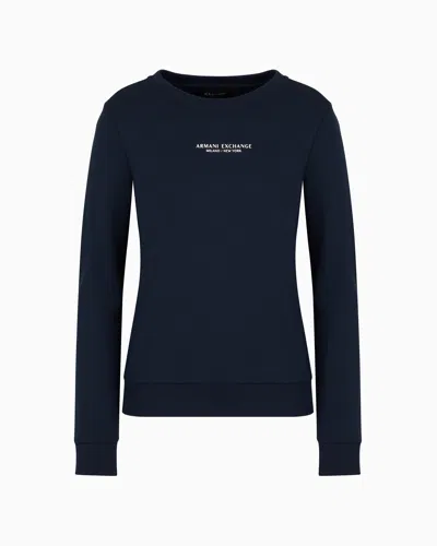 Armani Exchange Logo-print Cotton Sweatshirt In Navy Blue