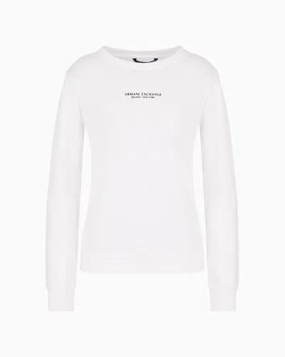 Armani Exchange Crewneck Sweatshirt In French Terry Milano/new York In White