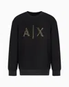 Armani Exchange Crewneck Sweatshirt With Gold Rhinestone Logo In Black