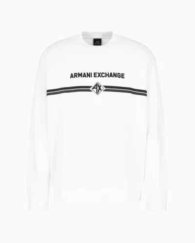 Armani Exchange Crewneck Sweatshirt With Logo Print On The Chest In White
