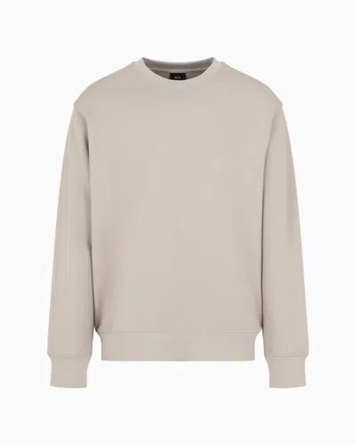 Armani Exchange Crewneck Sweatshirt With Maxi Print On The Back In Asv Cotton In Neutral