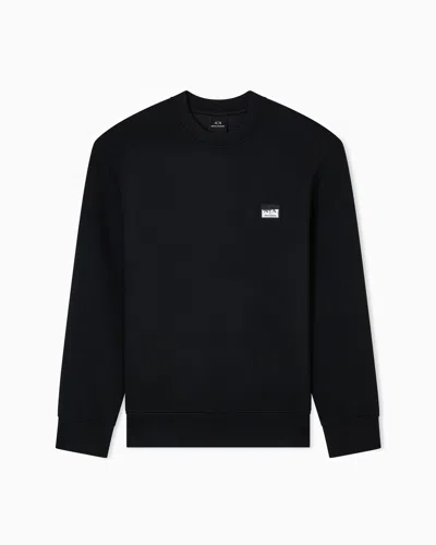 Armani Exchange Crewneck Sweatshirt With Patch In Black