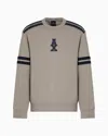 Armani Exchange Crewneck Sweatshirt With Stripes And Logo In Beige
