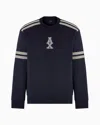 Armani Exchange Crewneck Sweatshirt With Stripes And Logo In Navy Blue
