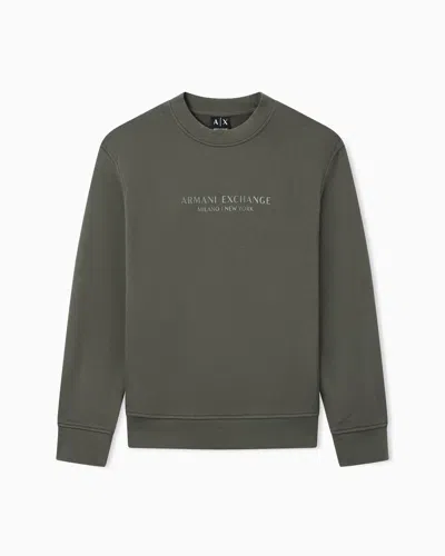 Armani Exchange Crewneck Sweatshirt With Tone Logo In Green