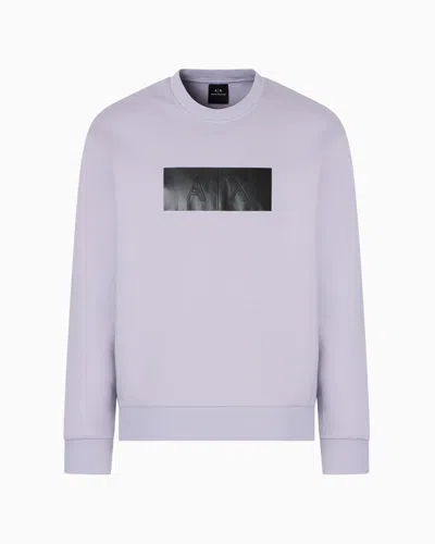Armani Exchange Crewneck Sweatshirt With Vinyl Logo Print In Purple