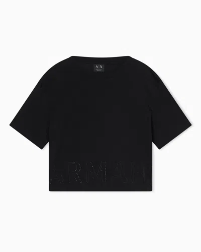 Armani Exchange Cropped Cotton T-shirt In Black