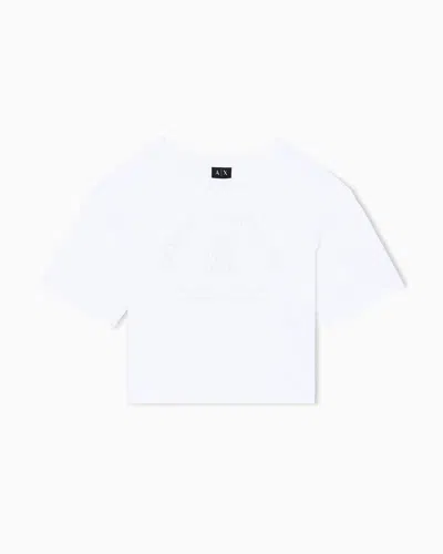 Armani Exchange Cropped Cotton T-shirt In White