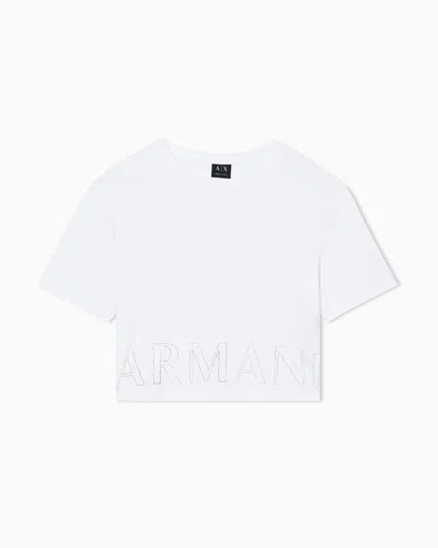 Armani Exchange Cropped Cotton T-shirt In White