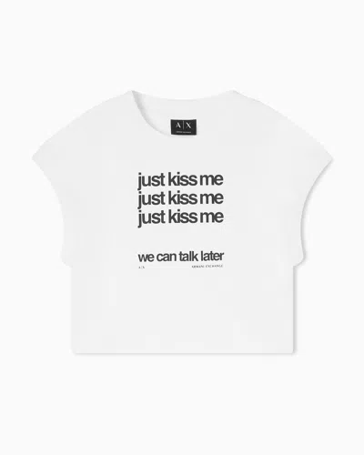Armani Exchange Cropped Cotton T-shirt In White