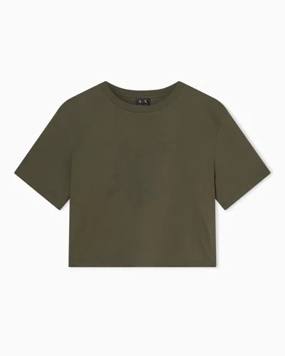 Armani Exchange Cropped Jersey T-shirt In Green