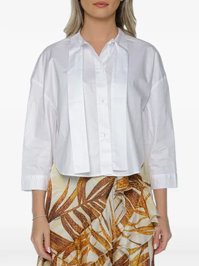 Armani Exchange Cropped Panelled Shirt In White