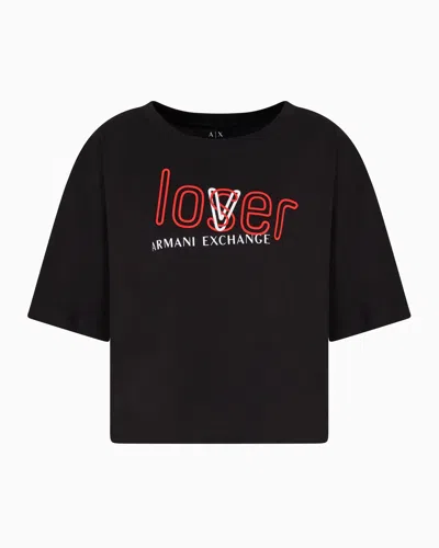 Armani Exchange Cropped T-shirts In Black