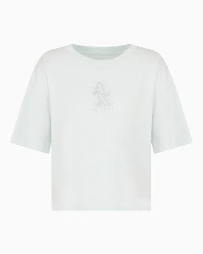 Armani Exchange Cropped T-shirts In Light Blue