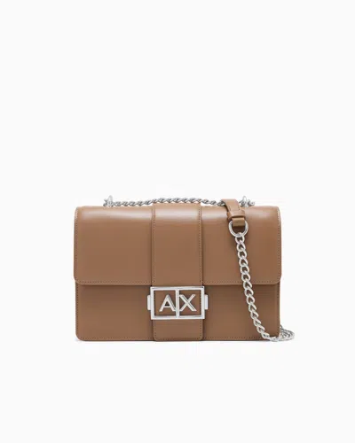 Armani Exchange Crossbody Messenger Bag In Coated Fabric In Brown