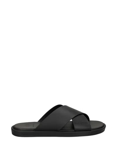 Armani Exchange Crossover-strap Slides In Black