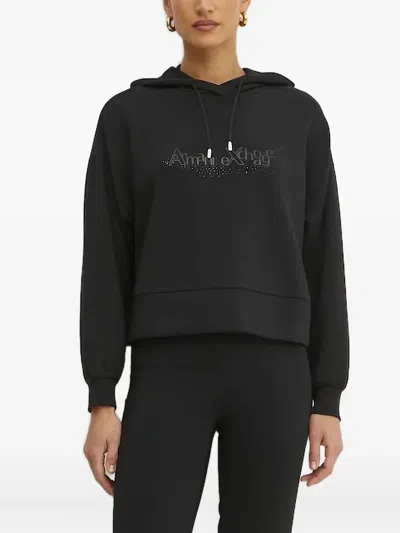 Armani Exchange Crystal-embellished Hoodie In Black