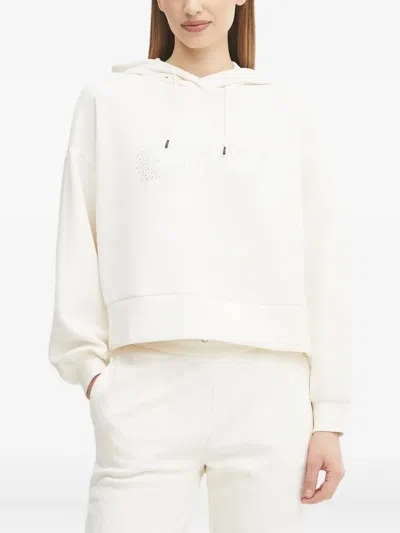 Armani Exchange Crystal-embellished Long-sleeve Hoodie In White