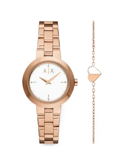 Armani Exchange Crystal Indexes 36mm Watch In Gold