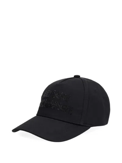 Armani Exchange Crystal-embellished Baseball Cap In Black