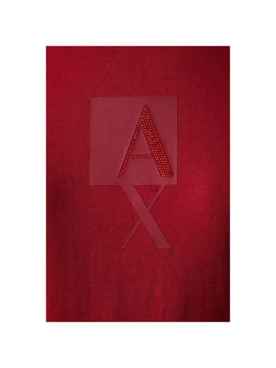 Armani Exchange Crystal-embellished Logo T-shirt In Red