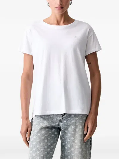 Armani Exchange Crystal-embellished Logo-detail T-shirt In White