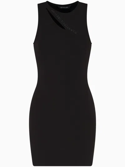 Armani Exchange Cut-out Detail Mini Dress In Black
