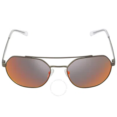 Armani Exchange Dark Gray Mirrored Red/yellow Pilot Men's Sunglasses Ax2041s 60016q 56 In Brown