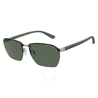 Armani Exchange Dark Green Irregular Men's Sunglasses Ax2048s 600371 59