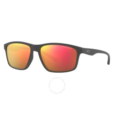 Armani Exchange Dark Violet Mirrored Red Rectangular Men's Sunglasses Ax4122s 82946q 59 In Black
