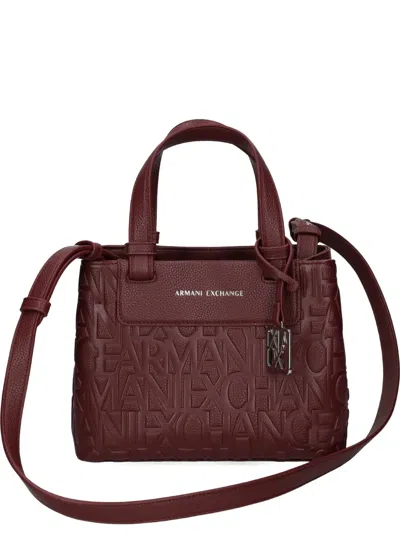 Armani Exchange Debossed-logo Plaque Tote Bag In Red