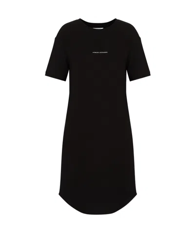 Armani Exchange Debossed-logo Sweatshirt Dress In Black