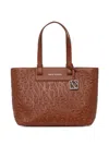 Armani Exchange Debossed-logo Tote Bag In Brown