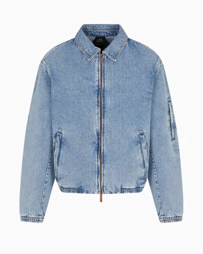 Armani Exchange Denim Bomber Jacket In Blue