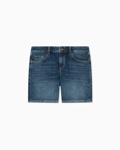 Armani Exchange Denim Cotton Shorts In Blue