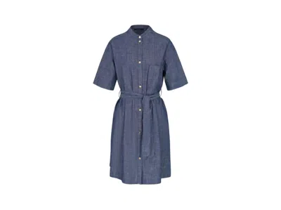 Armani Exchange Denim Shirt Dress With Mandarin Collar
