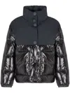 Armani Exchange Padded Jacket In Patent Leather And Opaque Fabric In Black